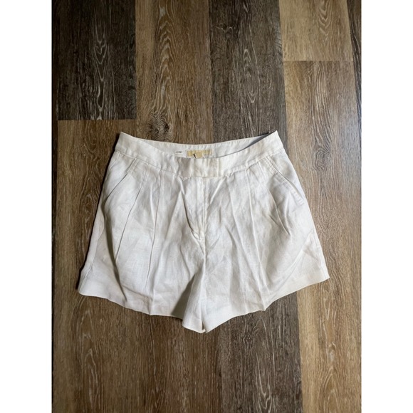 Michael Kors Pants - Michael Kors Linen Shorts Womens 6 White Good Pleated High Waisted Summer